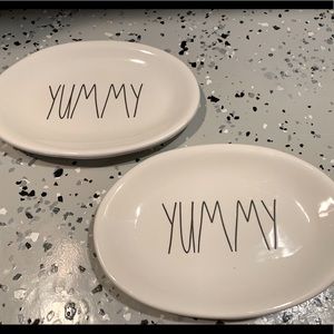 Rae Dunn set of 2 YUMMY oval plates